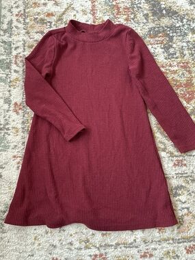 Old Navy Girls' Ribbed Mock-Neck Dress - Burgundy